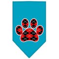 Unconditional Love Argyle Paw Red Screen Print Bandana Turquoise Small UN851596